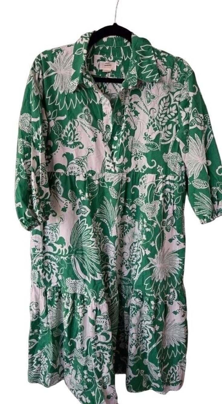 Maeve by Anthropologie Dress Size S Green White Floral Maxi